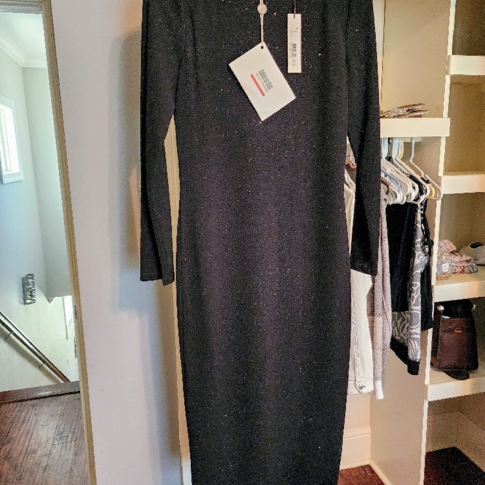 Alice+Olivia NEW w/tags Elegant Black Long Sleeve Shimmer Dress - Picture 1 of 3